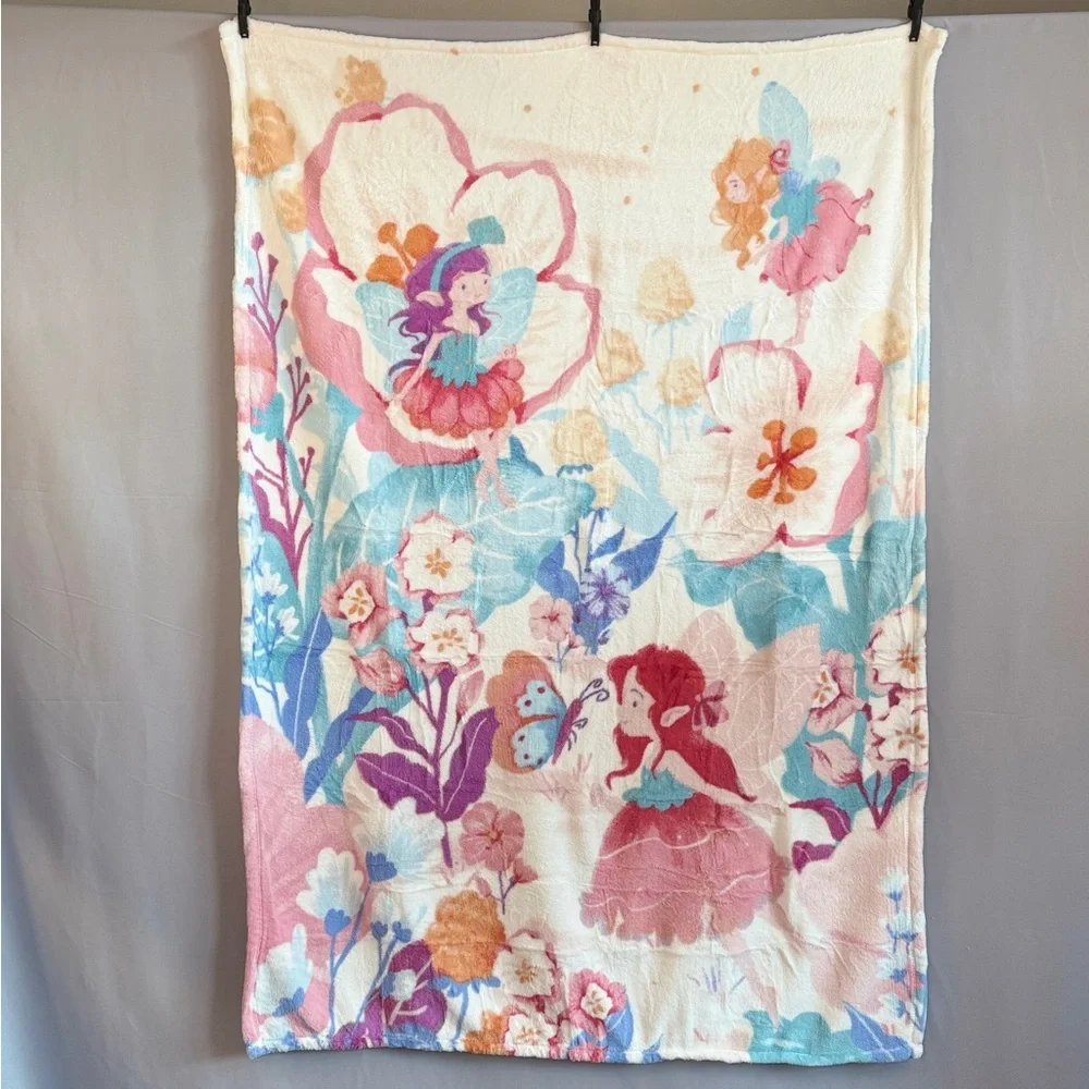 Floral Fairy Butterfly Garden Blanket Pastel Colors Super Soft from Cozy Bliss